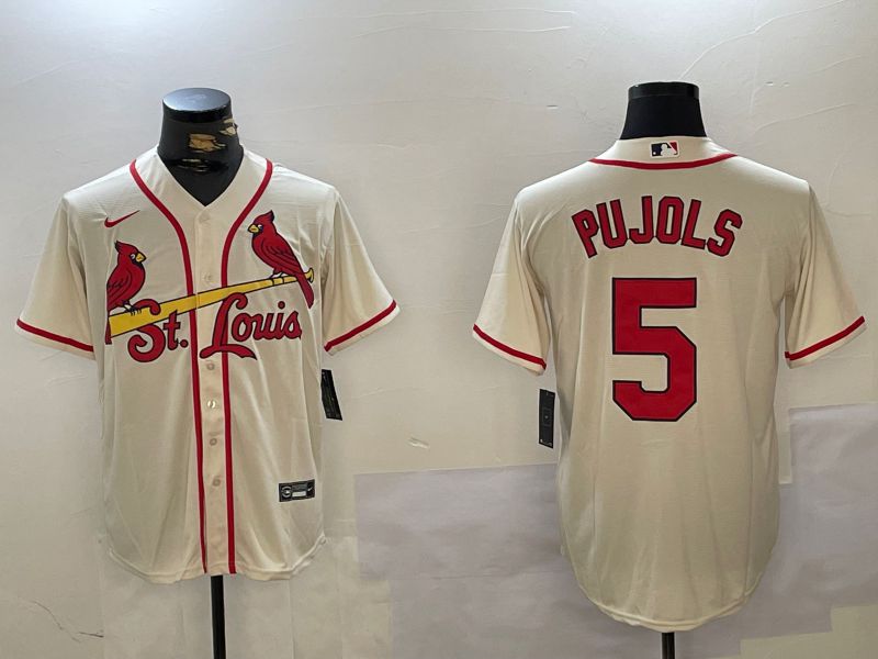 Men St.Louis Cardinals #5 Pujols Cream Game 2024 Nike MLB Jersey style 1->st.louis cardinals->MLB Jersey